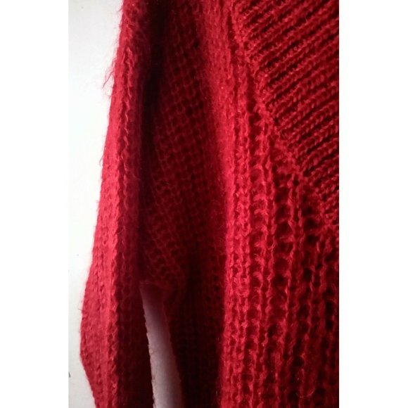 Jennifer Moore Womens Red Vintage Mohair Chunky Pullover V-Neck Sweater 10-12 M - Picture 2 of 11